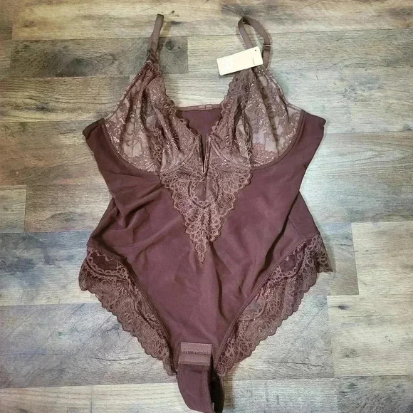 NWT Popilush Dark Brown Lace Shapewear Bodysuit Corset Top Size XXL - Picture 4 of 10